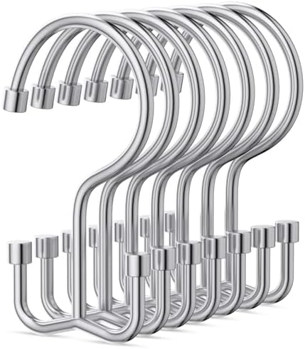 Goowin Shower Curtain Hooks, Shower Curtain Rings, Durable Rust Proof Shower Curtain Hangers, Shower Rings for Curtain, Double Glide Shower Hooks for Shower Curtain, Chrome, 12 Pack-Cylinders
