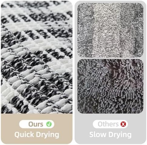 TYUU Waffle Bath Mat, Checkered Bathroom Rugs Non Slip, 30x20 Black & White