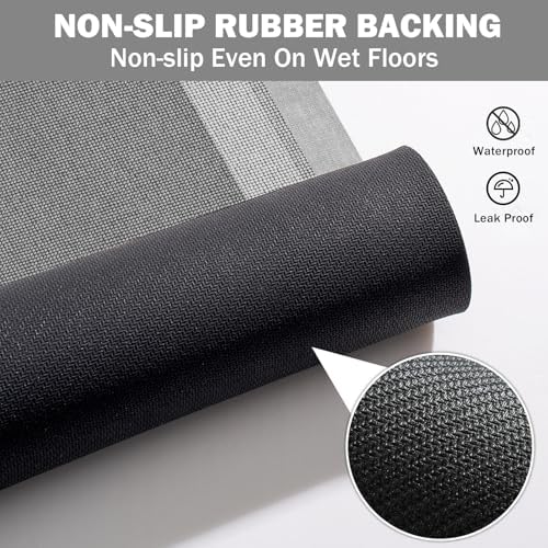 YDKGL Non Slip Bath Mat Thin Bathroom Rugs Fit Under Door Dark Grey 16"x24"