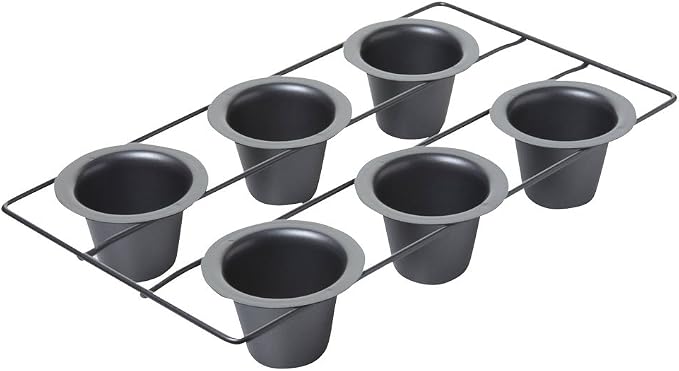 Chicago Metallic 6-Cup Popover Pan,Heavyweight Aluminized Steel with Nonstick Coating,Ideal for Yorkshire Pudding,Muffins,and Popovers,(Pack of 6)