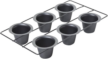 Chicago Metallic 6-Cup Popover Pan,Heavyweight Aluminized Steel with Nonstick Coating,Ideal for Yorkshire Pudding,Muffins,and Popovers,(Pack of 6)
