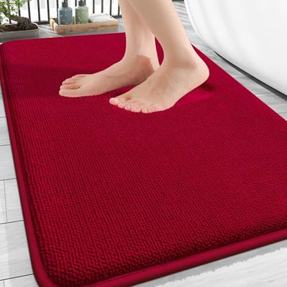 OLANLY Thick Memory Foam Bathroom Rugs 30x20, Soft Absorbent Bath Mat, Red