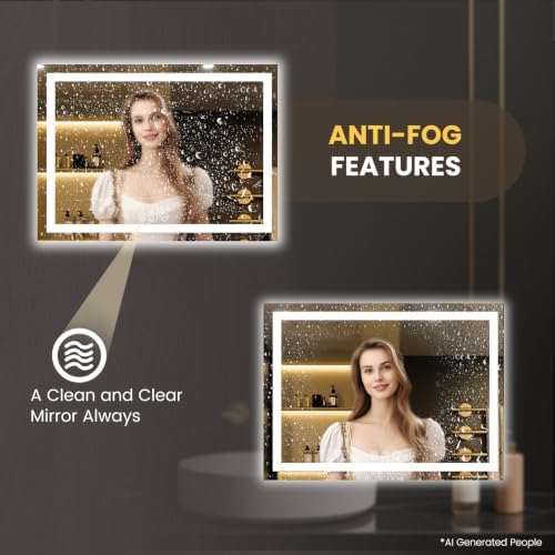 LOAAO 52"X36" LED Bathroom Mirror with Lights, UL Listed