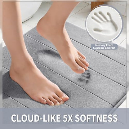 Yimobra Memory Foam Bath Mat 31.5x20, 5X Softer and Absorbent Bathroom Rug