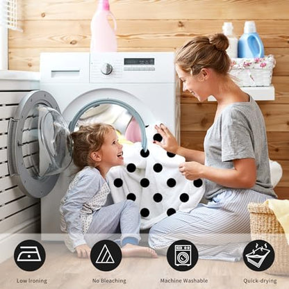 Polka Dots Shower Curtain, Black White Waterproof Fabric Shower Curtain for Bathroom with Modern Abstract Geometric Circle Bath Curtain Decor with Hooks, Machine Washable, 36''Wx72''L