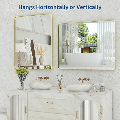 WEER Gold Bathroom Vanity Mirror 40X32 Inch