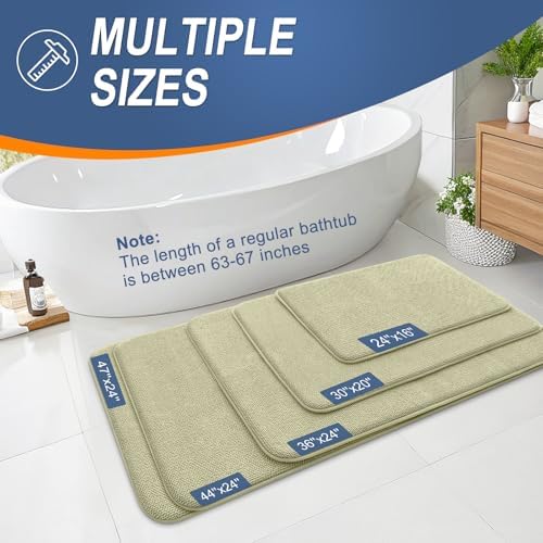 OLANLY Thick Memory Foam Bathroom Rugs 30x20, Absorbent Bath Mat, Vanilla