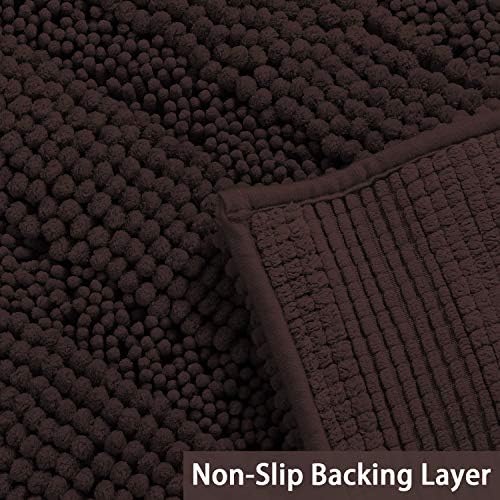 Turquoize Bathroom Rug 20"x32", Soft Absorbent Chenille Bath Rug, Brown