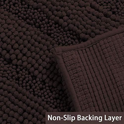 Turquoize Bathroom Rug 20"x32", Soft Absorbent Chenille Bath Rug, Brown