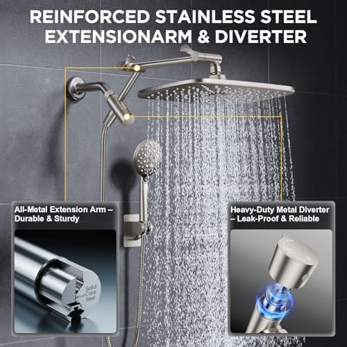 Veken Starlight 11.8" High Pressure Shower Head with Handheld, Easy Install