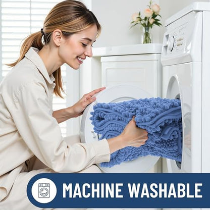 Smiry Bathroom Rugs 30X20, Extra Soft Rubber Backing Chenille Bath Mats