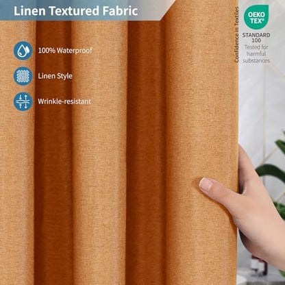 Waterproof Fabric Shower Curtain,No Liner Needed,72x72,Orange
