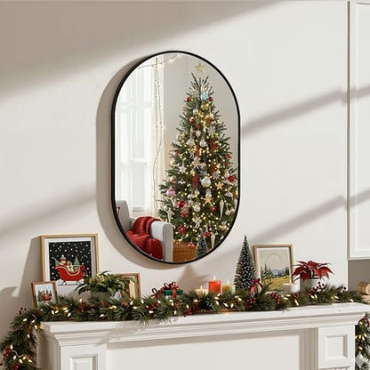 Black Oval Bathroom Mirror for Wall, 20"x30" Bathroom Vanity Mirror