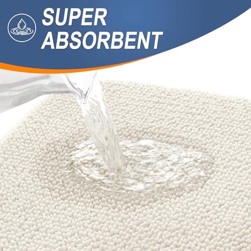 OLANLY Memory Foam Bathroom Runner Rugs 47x20, Absorbent Long Mat, Ivory