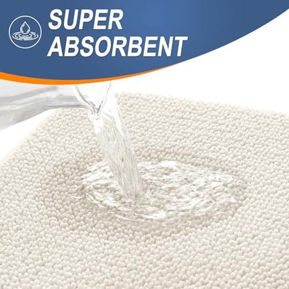 OLANLY Thick Memory Foam Bathroom Rugs 34x21, Absorbent Bath Mat, Ivory