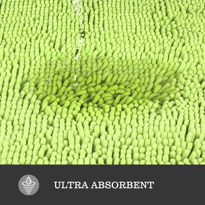 Yeaban Chenille Apple Green Bathroom Rug 26"x44", Non-Slip Rubber Backing