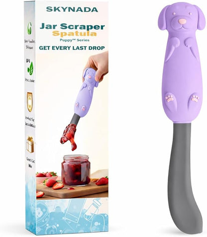 Jar Scraper Spatula - Silicone Scraper, Cute Kitchen Accessories, Unique Fun Cooking Kitchen Gadgets for Foodies - BPA-free & 100% Food Safe (Puppy - Purple)