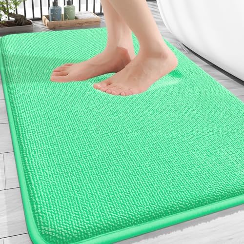 OLANLY Thick Memory Foam Bathroom Rug 30x20, Absorbent Bath Mat, Mint Green