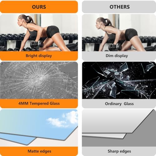 Home Gym Mirror for Wall, 60x25x2PCS Frameless Full Length Mirror, Silver
