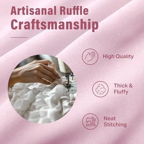 Seasonwood Pink Ruffle Shower Curtain Farmhouse Shower Curtain 72 X 84