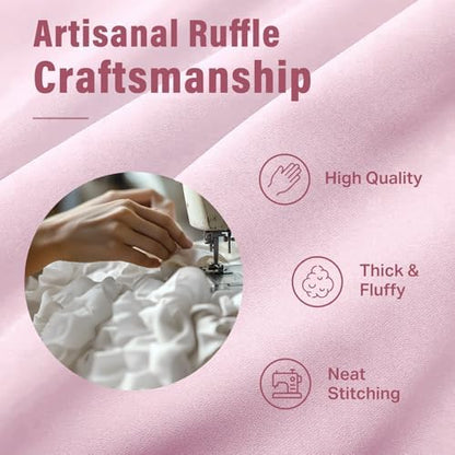 Seasonwood Pink Ruffle Shower Curtain Farmhouse Shower Curtain 72 X 84