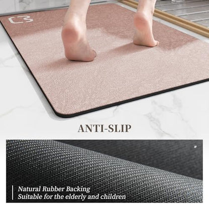 Extra Long Bathroom Runner Stone Bath Mats for Bathroom,17"x59"Blush Pink