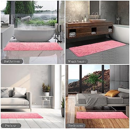 Yeaban Chenille Pink Bathroom Runner Rug 24"x60"