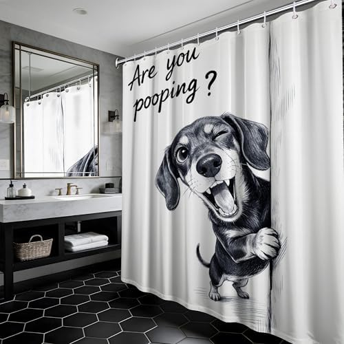 Extra Tall Shower Curtain XL are You Pooping Dog, 70 x 84 Inchs