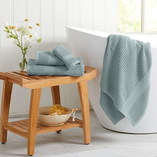Springtree Home Oversized Bath Towel Set | 2-Pack| 100% Cotton |Silver Blue