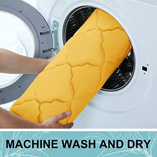 OLANLY Memory Foam Toilet Rugs U-Shaped 24x20, Soft Bath Mat, Yellow