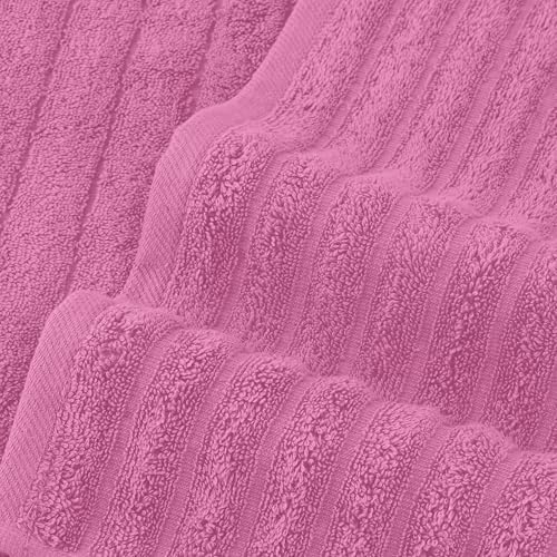 Elegant Comfort 100% Turkish Cotton Corduroy Ribbed Luxury Bath Towels 6-Piece Set, Premium Feel - Quick Dry, Highly Absorbent, Contains 2 Bath Towels, 2 Hand Towels, and 2 Washcloths, Light Pink