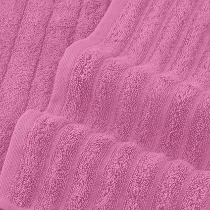 Elegant Comfort 100% Turkish Cotton Corduroy Ribbed Luxury Bath Towels 6-Piece Set, Premium Feel - Quick Dry, Highly Absorbent, Contains 2 Bath Towels, 2 Hand Towels, and 2 Washcloths, Light Pink