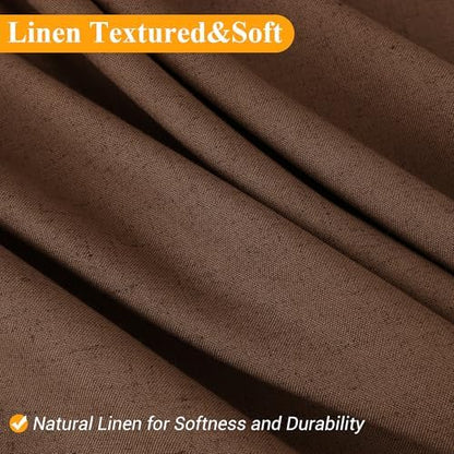 Naturoom Linen Shower Curtain 84 Inch for Bathroom Caramel Brown 1 Panel