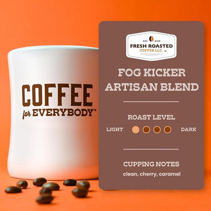 Fresh Roasted Coffee, Fog Kicker Whole Bean Coffee, Light Roast, Kosher, 12 oz