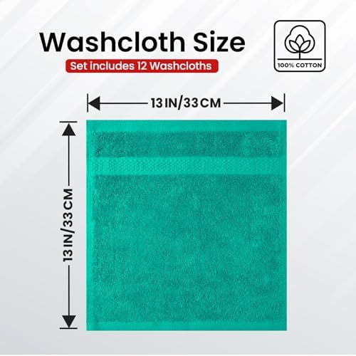 Infinitee Xclusives 100% Cotton Luxury Wash Cloths for Showering - 12 Pack