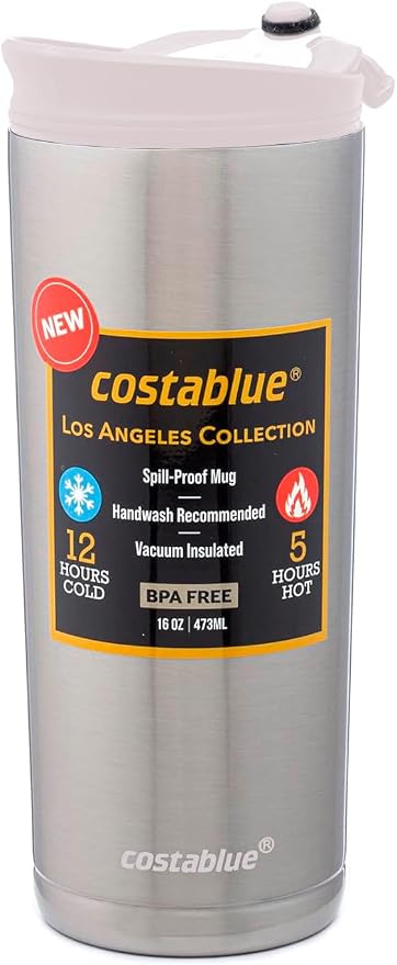 Travel Coffee Mug - 16 Oz. Stainless Steel Insulated Coffee Mug, Leak Proof Tumbler w/Dishwasher Safe Lid, Double Wall Travel Coffee Cup, Reusable Insulated Tumbler for Hot & Cold Beverages…