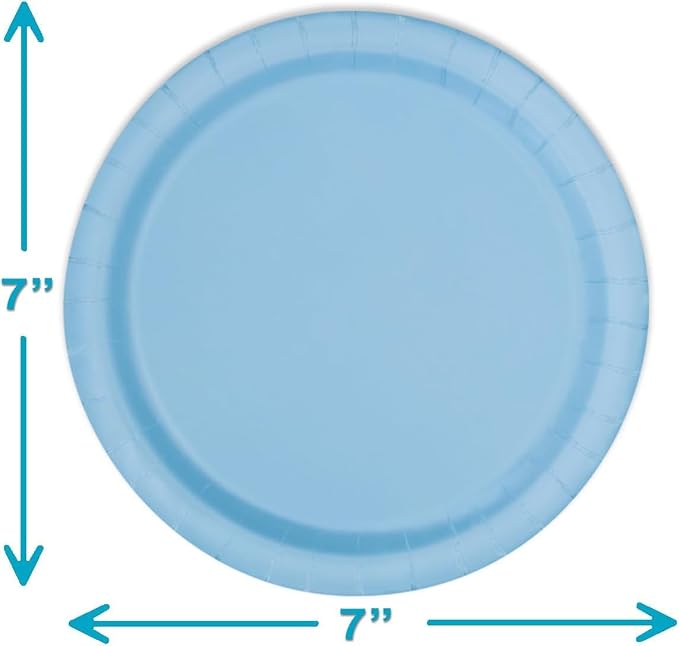 Heavy Duty Light Blue Paper Plate Party Supplies Bundle 9" Dinner plate, 7" Dessert Plates And Napkins, 56 Piece Disposable Paper Party Plate Set