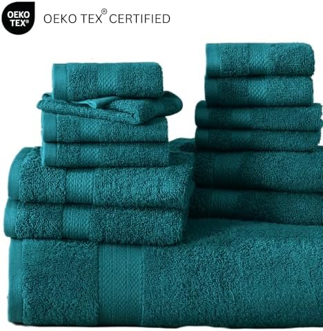 LANE LINEN Bath Towel Set 100% Cotton 24 Piece Soft Absorbent - Sea Port
