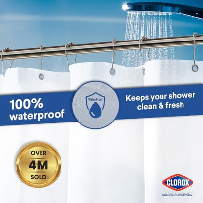 Clorox Shower Curtain Liner, Premium Lightweight Flexible Waterproof 3g PEVA for Bathroom with Weighted Magnets, Standard Size 70" x 72", Frosty 1 Pack