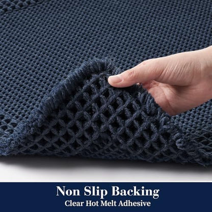RESARE Waffle Bath Mat for Bathroom, Non Slip Bathroom Rugs 20"x32" Navy