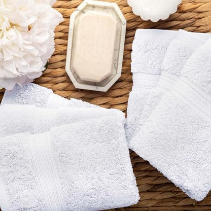 Superior Egyptian Cotton Plush & Absorbent, Face Towel Set of 6, White