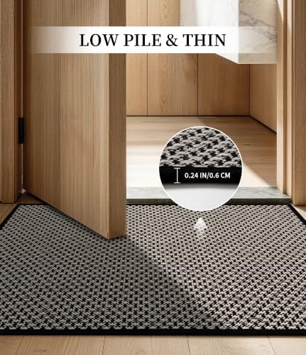 YIHOUSE Black Bathroom Rugs Sets 2 Pieces,Thin Bath Mat Quick Dry