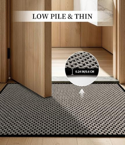 YIHOUSE Black Bathroom Rugs Sets 3 Pieces,Thin Bath Mat Quick Dry
