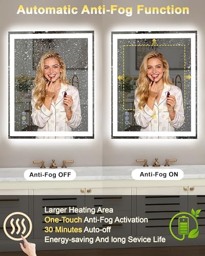 72x32 LED Bathroom Mirror, 6000LM, Separate Front and Back Lights