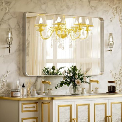 VooBang Bathroom Mirror 24"x32", Silver Gorgeous Deep Frame Wall Mirror
