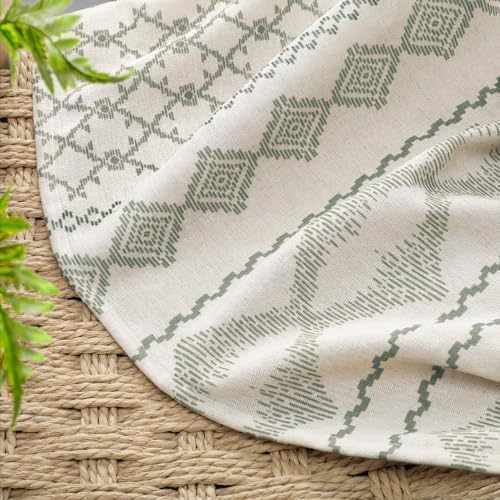 Sage Green Boho Linen Shower Curtain,72" W x 72" L