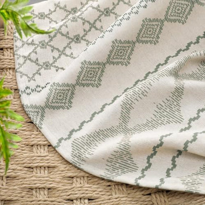 Sage Green Boho Linen Shower Curtain,72" W x 72" L