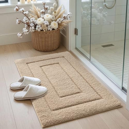 DEXI Bathroom Rugs 43x24, Non-Slip and Absorbent Bath Mat, Beige