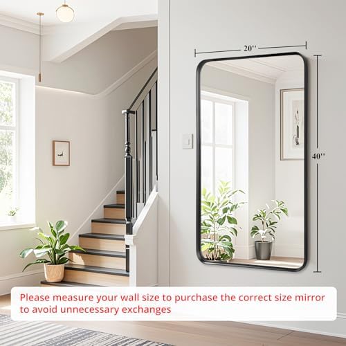 Black Bathroom Vanity Mirror Over Sink 20x40, Large Wall Rectangle Mirror