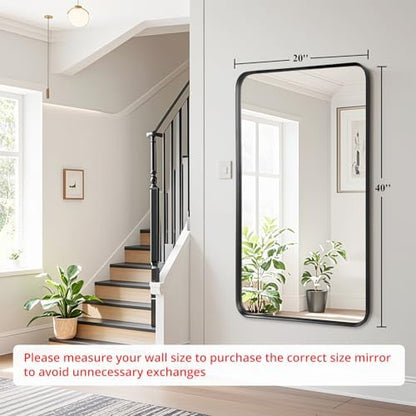 Black Bathroom Vanity Mirror Over Sink 20x40, Large Wall Rectangle Mirror